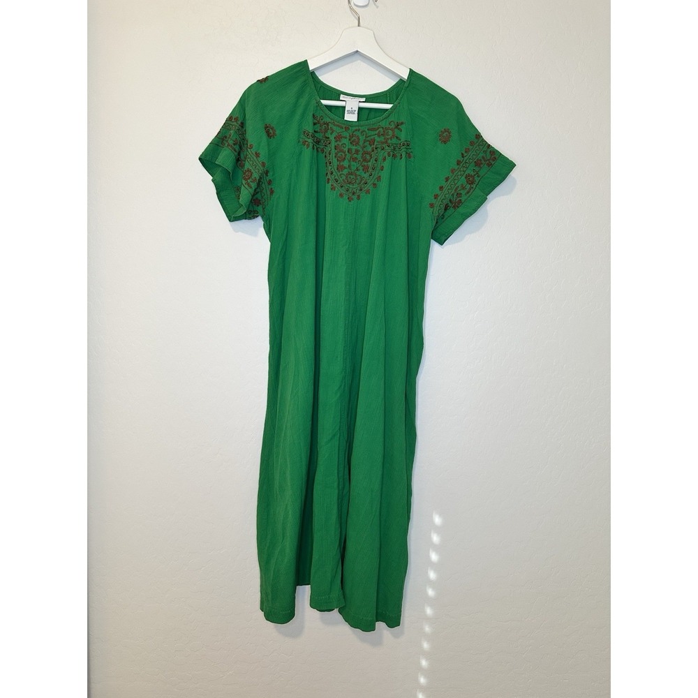 Go Softly patio dress 100% rayon size S boho mumu comfort lightweight button